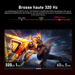 Gawfolk Écran PC IPS 27 Pouces, 2K WQHD (2560×1440P), 320Hz Moniteur Gaming, 1ms Bezel-Less, 120% sRGB, 178° Grand Angle, HDMI, 