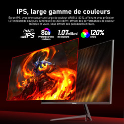 Gawfolk Écran PC IPS 27 Pouces, 2K WQHD (2560×1440P), 320Hz Moniteur Gaming, 1ms Bezel-Less, 120% sRGB, 178° Grand Angle, HDMI, 