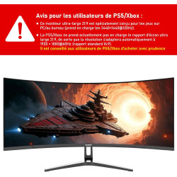 Gawfolk Écran PC Ultra Large 34 Pouces 1500R incurvé 120Hz Gaming Computer Moniteur,21:9 UWQHD(3440x1440)，128% sRGB，FreeSync，HDR