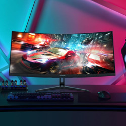 Gawfolk Écran PC Ultra Large 34 Pouces 1500R incurvé 120Hz Gaming Computer Moniteur,21:9 UWQHD(3440x1440)，128% sRGB，FreeSync，HDR