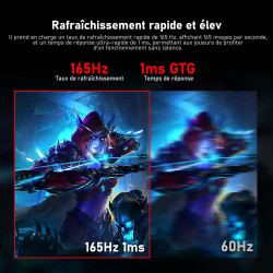 Gawfolk Écran PC Gaming Incurvé Ultrawide 34 Pouces 165 Hz, Moniteur 3800R 21:9 UWQHD (3440x1440), 120% sRGB, 1 ms, Adaptive Syn