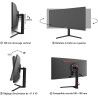 Gawfolk Écran PC Gaming Incurvé Ultrawide 34 Pouces 165 Hz, Moniteur 3800R 21:9 UWQHD (3440x1440), 120% sRGB, 1 ms, Adaptive Syn