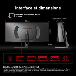 Gawfolk Écran PC Ultra Large 34 Pouces 1500R incurvé 200Hz Gaming Computer Moniteur,21:9 UWQHD(3440x1440),120% sRGB,Adaptive Syn