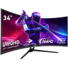 Gawfolk 34 Pouces PC Écran Ultra Large 1500R incurvé 144Hz Gaming Computer Moniteur,21:9 UWQHD(3440x1440),Adaptive Sync，HDR，178 