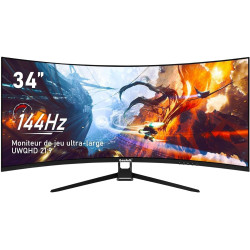 Gawfolk 34 Pouces PC Écran Ultra Large 1500R incurvé 144Hz Gaming Computer Moniteur,21:9 UWQHD(3440x1440),Adaptive Sync，HDR，178 