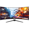 Gawfolk 34 Pouces PC Écran Ultra Large 1500R incurvé 144Hz Gaming Computer Moniteur,21:9 UWQHD(3440x1440),Adaptive Sync，HDR，178 
