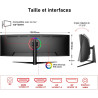 Gawfolk Écran PC Gaming incurvé Ultra-Large 45 Pouces, courbure 1500R, Moniteur DQHD(5120×1440), 240Hz, 1ms, FreeSync, 120% sRGB