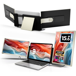 Domyfan Écran Portable 15.6" Triple Moniteur pour Ordinateur Portable 120% sRGB FHD 1080P Convient à Toutes Les Tailles Laptop a