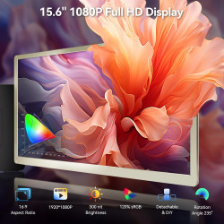 Domyfan Écran Portable 15.6" Triple Moniteur pour Ordinateur Portable 120% sRGB FHD 1080P Convient à Toutes Les Tailles Laptop a