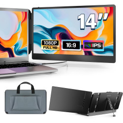 domyfan Moniteur pour Ordinateur Portable, 14 "1080P FHD Double Extension D'écran pour Ordinateur Portable, Plug and Play, pour 