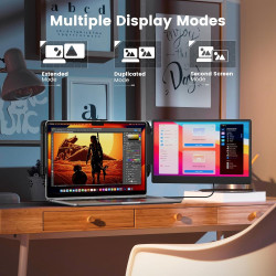 domyfan Moniteur pour Ordinateur Portable, 14 "1080P FHD Double Extension D'écran pour Ordinateur Portable, Plug and Play, pour 