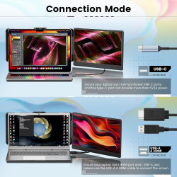 domyfan Moniteur pour Ordinateur Portable, 14 "1080P FHD Double Extension D'écran pour Ordinateur Portable, Plug and Play, pour 
