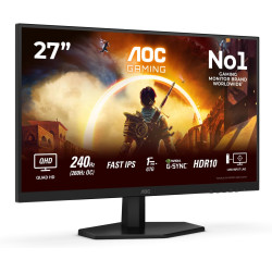 AOC Gaming Moniteur Q27G42ZE 27 Pouce 260Hz, Fast IPS Dalle, 0.3ms MPRT, HDR10, G-Sync Compatible, (2560x1440 HDMI 1x 2.0 DP 1x 