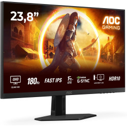 AOC Moniteur Q24G4RE 23.8 180Hz Fast IPS Dalle, 1ms GtG, HDR10, G-Sync Compatible, (2560x1440 HDMI 1x 2.0 DP 1x 1.4) Noir