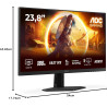AOC Moniteur Q24G4RE 23.8 180Hz Fast IPS Dalle, 1ms GtG, HDR10, G-Sync Compatible, (2560x1440 HDMI 1x 2.0 DP 1x 1.4) Noir