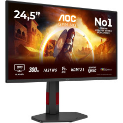AOC Gaming Moniteur Q25G4SR 24.5 Pouce 300Hz Fast IPS Dalle, 0.3ms MPRT, HDR400, G-Sync Compatible, Ajustable en Hauteur, Haut-p