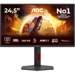 AOC Gaming Moniteur Q25G4SR 24.5 Pouce 300Hz Fast IPS Dalle, 0.3ms MPRT, HDR400, G-Sync Compatible, Ajustable en Hauteur, Haut-p