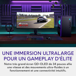 Alienware 34 écran pc gaming - aw3425dw, wqhd (3440x1440), 21:9 1800r incurvé, 240hz, qd oled, 0.03ms, compatible nvidia g-sync,