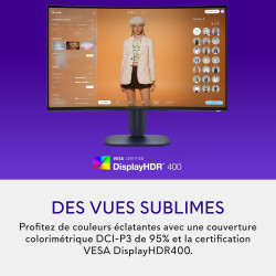 Alienware 32 Écran PC Gaming - AW3225DM, QHD (2560x1440), 1500R Incurvé, 180Hz, VA, 1ms, AMD FreeSync, VESA AdaptiveSync, 95% DC
