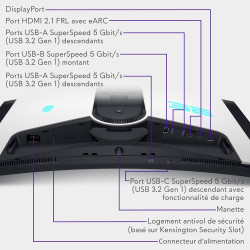 Alienware AW3225QF 32" 4K UHD (3840x2160) 1700R Écran PC Gaming Incurvé, 240Hz, QD OLED, 0.03ms, Compatible NVIDIA G-Sync, HDR, 