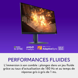 Alienware 27 Écran PC Gaming - AW2725DM, QHD (2560x1440), 180Hz, Fast IPS, 1ms, Compatible NVIDIA G-Sync, AMD FreeSync, 95% DCI-