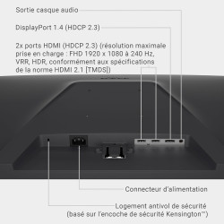Dell 27 Écran PC Gaming - SE2726HG, Full HD (1920x1080), 240Hz, Fast IPS, 0.5ms, AMD FreeSync Premium, 99% sRGB, HDR10, VESA (10