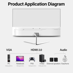 Gawfolk Écran PC Incurvé 24.5 Pouces, Moniteur Gaming 120Hz 3000R, Ecran PC FHD 1920x1080P, 100% sRGB, 1ms MPRT, Haut Parleurs I