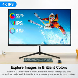 Gawfolk Écran PC 27 Pouces, Moniteur Gaming, Ecran PC UHD 4K 3840x2160 60Hz, 100% sRGB, 1ms MPRT,Interface HDMI & DP, Protection