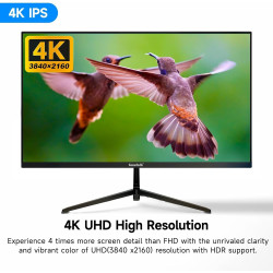 Gawfolk Écran PC 27 Pouces, Moniteur Gaming, Ecran PC UHD 4K 3840x2160 60Hz, 100% sRGB, 1ms MPRT,Interface HDMI & DP, Protection