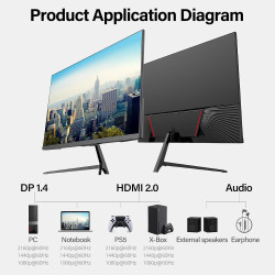 Gawfolk Écran PC 27 Pouces, Moniteur Gaming, Ecran PC UHD 4K 3840x2160 60Hz, 100% sRGB, 1ms MPRT,Interface HDMI & DP, Protection