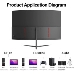 Gawfolk Écran PC Incurvé 27 Pouces, Moniteur Gaming 1800R 100Hz, Ecran PC FHD 1920x1080, 100% sRGB, 1ms MPRT, Haut Parleurs Inté