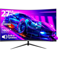 Gawfolk Écran PC Incurvé 27 Pouces, Moniteur Gaming 1800R 100Hz, Ecran PC FHD 1920x1080, 100% sRGB, 1ms MPRT, Haut Parleurs Inté