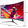 Gawfolk Écran PC Incurvé 27 Pouces, Moniteur Gaming 1800R 100Hz, Ecran PC FHD 1920x1080, 100% sRGB, 1ms MPRT, Haut Parleurs Inté