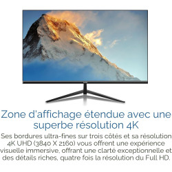 Gawfolk Écran PC 32 Pouces, Moniteur Gaming, Ecran PC UHD 4K 3840x2160 60Hz, 100% sRGB, 1ms MPRT,Interface HDMI & DP, Protection