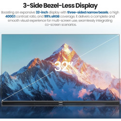 Gawfolk Écran PC 32 Pouces, Moniteur Gaming, Ecran PC UHD 4K 3840x2160 60Hz, 100% sRGB, 1ms MPRT,Interface HDMI & DP, Protection