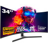 Gawfolk Écran PC Incurvé 34 Pouces, Moniteur Gaming 1500R 165Hz, Ecran PC UWQHD 3440x1440P, 100% sRGB, 1ms MPRT,Interface HDMI &