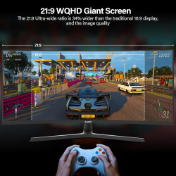 Gawfolk Écran PC Incurvé 34 Pouces, Moniteur Gaming 1500R 165Hz, Ecran PC UWQHD 3440x1440P, 100% sRGB, 1ms MPRT,Interface HDMI &