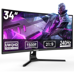 Gawfolk Écran PC Incurvé 34 Pouces, Moniteur Gaming 1500R 240Hz, Ecran PC UWQHD 3440x1440P, 100% sRGB, 1ms MPRT, Interface HDMI 