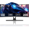 Gawfolk Écran PC Incurvé 34 Pouces, Moniteur Gaming 1500R 240Hz, Ecran PC UWQHD 3440x1440P, 100% sRGB, 1ms MPRT, Interface HDMI 