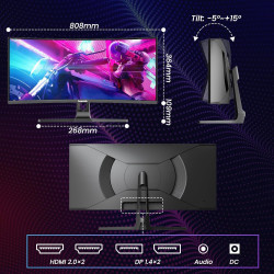 Gawfolk Écran PC Incurvé 34 Pouces, Moniteur Gaming 1500R 240Hz, Ecran PC UWQHD 3440x1440P, 100% sRGB, 1ms MPRT, Interface HDMI 
