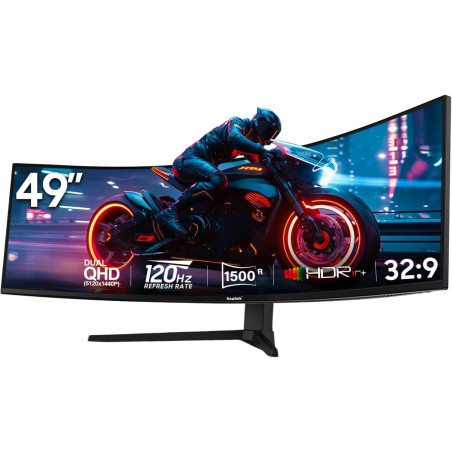 Gawfolk Écran PC Incurvé 49 Pouces, Moniteur Gaming 1500R 120Hz, Ecran PC Relevable，HDR 5K 5120x2880, 100% sRGB, 1ms MPRT, Inter