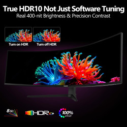 Gawfolk Écran PC Incurvé 49 Pouces, Moniteur Gaming 1500R 120Hz, Ecran PC Relevable，HDR 5K 5120x2880, 100% sRGB, 1ms MPRT, Inter