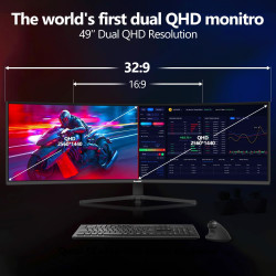 Gawfolk Écran PC Incurvé 49 Pouces, Moniteur Gaming 1500R 120Hz, Ecran PC Relevable，HDR 5K 5120x2880, 100% sRGB, 1ms MPRT, Inter
