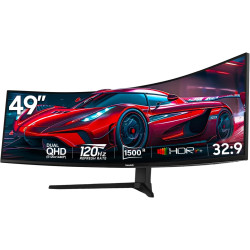 Gawfolk Écran PC Incurvé 49 Pouces, Moniteur Gaming 1500R 120Hz, Ecran PC Relevable，HDR 5K 5120x2880, 100% sRGB, 1ms MPRT, Inter