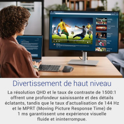 Dell 27 Plus Écran PC - S2725DSM, QHD (2560x1440), 144Hz, IPS, 1ms MPRT, AMD FreeSync, 99% sRGB, Réglage en Hauteur, Haut-parleu
