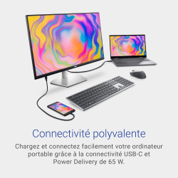 Dell S2722QC USB-C 27" 4K UHD (3840x2160) Écran PC, 60Hz, IPS, 4ms, AMD FreeSync, 99% sRGB, HDR, Haut-parleurs intégrés, USB-C, 