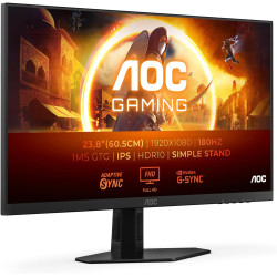 AOC Gaming Moniteur 24G4XED 23.8 Pouce 180Hz Fast IPS Dalle, 0.5ms MPRT, HDR10, G-Sync Compatible, Haut-parleurs, (1920x1080 HDM