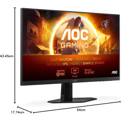 AOC Gaming Moniteur 24G4XED 23.8 Pouce 180Hz Fast IPS Dalle, 0.5ms MPRT, HDR10, G-Sync Compatible, Haut-parleurs, (1920x1080 HDM