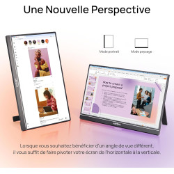 ARZOPA Écran Portable 16,1" IPS FHD 1080P, Moniteur Portable USB-C/HDMI avec Tige Unique,100% sRGB, HDR, Écran Léger Ultra-Mince