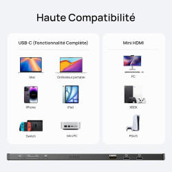 ARZOPA Écran Portable 16,1" IPS FHD 1080P, Moniteur Portable USB-C/HDMI avec Tige Unique,100% sRGB, HDR, Écran Léger Ultra-Mince